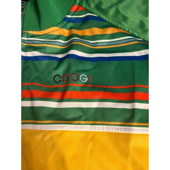 Vintage Coogi Mens 5XL Track Jacket Green & Yellow Striped Full-Zip retro - Picture 9 of 16